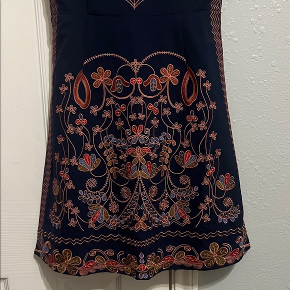 Foxiedox Hadiya Navy Dress with Colorful Embroidery- Size XS - Picture 4 of 9